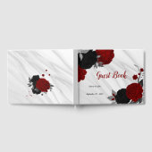 赤と黒の花グレー植物大理石 ゲストブック (全面)