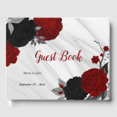 赤と黒の花グレー植物大理石 ゲストブック (正面)
