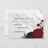 赤と黒の花大理石 出欠カード (正面)