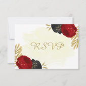 赤と黒の花金ゴールド植物性の食事の選択 出欠カード (裏面)