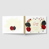 赤と黒の花金ゴールド結婚植物 ゲストブック (全面)