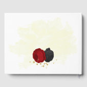 赤と黒の花金ゴールド結婚植物 ゲストブック (裏面)