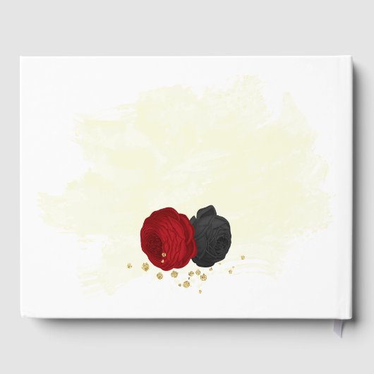 赤と黒の花金ゴールド結婚植物 ゲストブック (裏面)