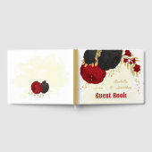 赤と黒の花金ゴールド結婚植物 ゲストブック (全面)