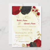 赤と黒の花金ゴールド 招待状 (正面)