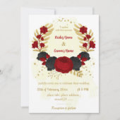 赤と黒の花金ゴールド 招待状 (正面)