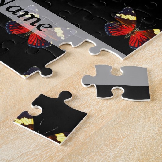 赤と黒の蝶パターン ジグソーパズル (側面)