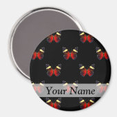 赤と黒の蝶パターン マグネット (正面/裏面)