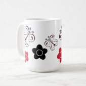 赤と黒の蝶&ポジス コーヒーマグカップ (正面左)