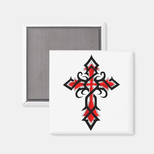 赤と黒の装飾イエスキリスト十字架 マグネット (正面/裏面)