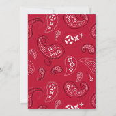 赤と黒の西バンダナプリント誕生日パーティー 招待状 (裏面)