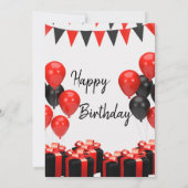 赤と黒の誕生日モダンパーティーの招待 招待状 (裏面)