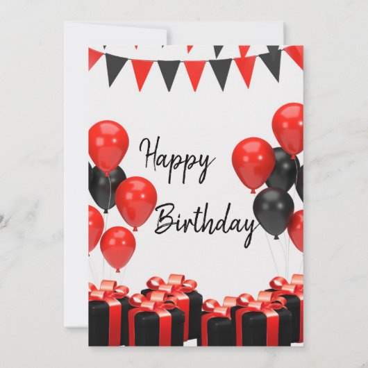 赤と黒の誕生日モダンパーティーの招待 招待状 (裏面)