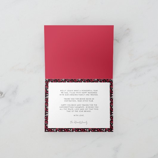 赤と黒の農家のクラシッククリスマス シーズンカード (内部)