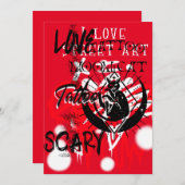 赤と黒の通りアートと黒猫フラットカード (正面/裏面)