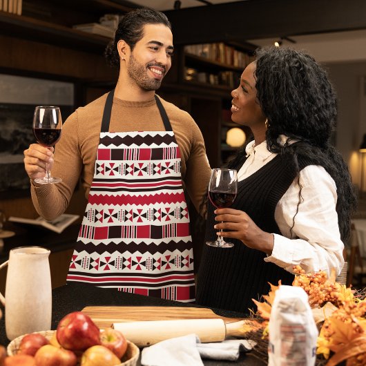 赤と黒の部族模様 エプロン