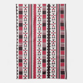 赤と黒の部族模様 キッチンタオル (縦)