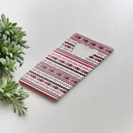 赤と黒の部族模様 クレジットカード栓抜き