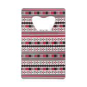 赤と黒の部族模様 クレジットカード栓抜き (正面)