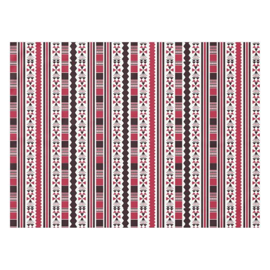赤と黒の部族模様 テーブルクロス (正面(横))