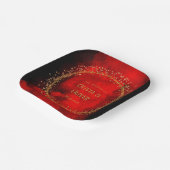 赤と黒の金ゴールド幾何学的グリッター結婚 ペーパープレート (傾斜あり)