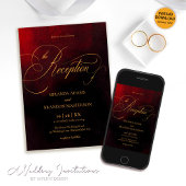 赤と黒の金ゴールド書道結婚披露宴 招待状