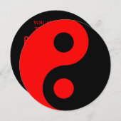 赤と黒の陰陽シンボル誕生日 招待状 (正面/裏面)