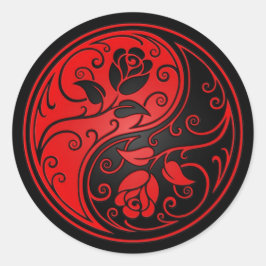 赤と黒の陰陽バラ ラウンドシール