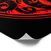 赤と黒の陰陽中国の竜 ポスター (角)