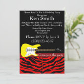 赤と黒の電気ギターの誕生日招待状 招待状 (スタンド正面)