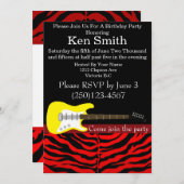 赤と黒の電気ギターの誕生日招待状 招待状 (正面/裏面)