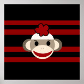 赤と黒の靴下モンキーガールフラワーハット ポスター (正面)