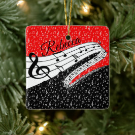 赤と黒の音楽テーマをカスタマイズ セラミックオーナメント