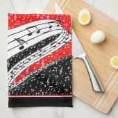 赤と黒の音楽テーマタオル キッチンタオル (四つ折り)