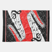 赤と黒の音楽テーマタオル キッチンタオル (横)