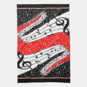赤と黒の音楽テーマタオル キッチンタオル (縦)