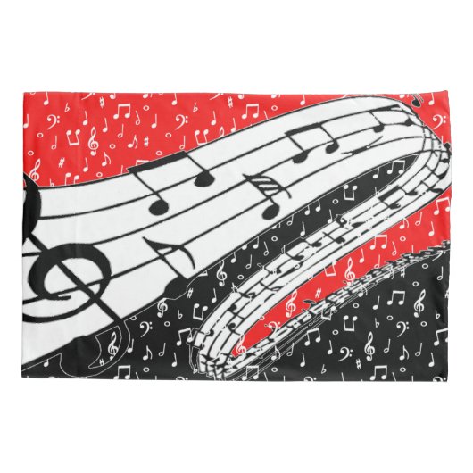 赤と黒の音楽テーマ枕ケース 枕カバー (裏面)