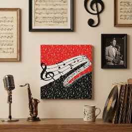 赤と黒の音楽テーマ キャンバスプリント