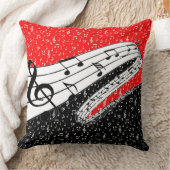 赤と黒の音楽テーマ クッション (ブランケット)
