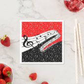 赤と黒の音楽テーマ スタンダードカクテルナプキン (インサイチュ)