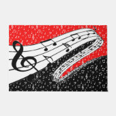 赤と黒の音楽テーマ ドアマット (正面)