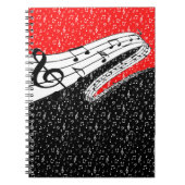 赤と黒の音楽テーマ ノートブック (正面)
