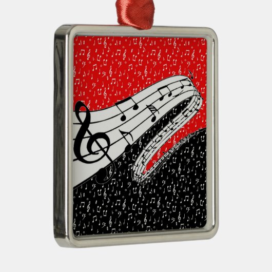 赤と黒の音楽テーマ メタルオーナメント (右)