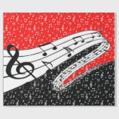 赤と黒の音楽テーマ ラッピングペーパー (フラット)