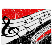 赤と黒の音楽テーマ ラージペーパーバッグ (正面)