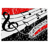 赤と黒の音楽テーマ ラージペーパーバッグ (裏面)