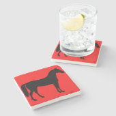 赤と黒の馬のシルエット ストーンコースター (横)