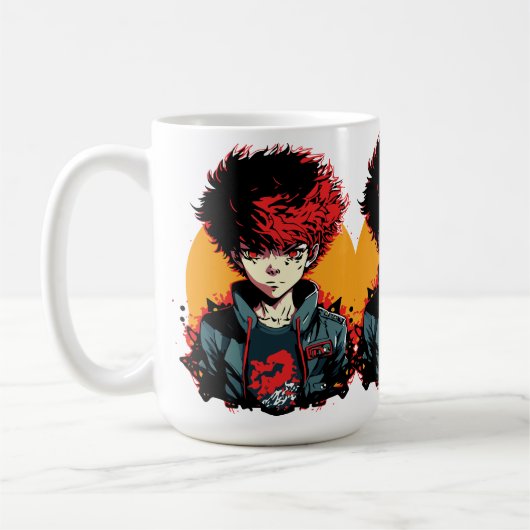 赤と黒の髪のアニメ少年イラスト コーヒーマグカップ (左)