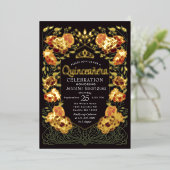 赤と黒の魅惑のガーデンフローラキンセアニェラ 箔招待状 (立ち正面)