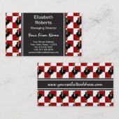 赤と黒の鶏のパターン 名刺 (正面/裏面)